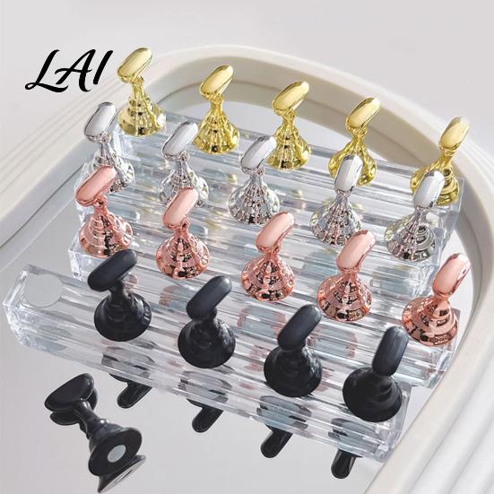 Magnetic Nail Art Holder Practice Stand Tip Display Painting Press-on for Nails Fake Stand Home Salon Plastic