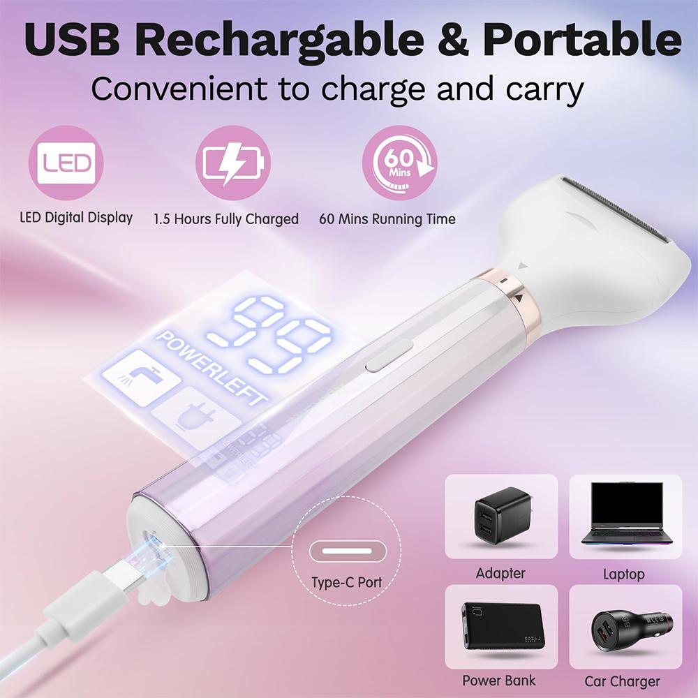 5 в 1 электробритва для женщин триммер для бикини безболезненное удаление волос на подмышках, ногах, лице, влажная и сухая эпиляция