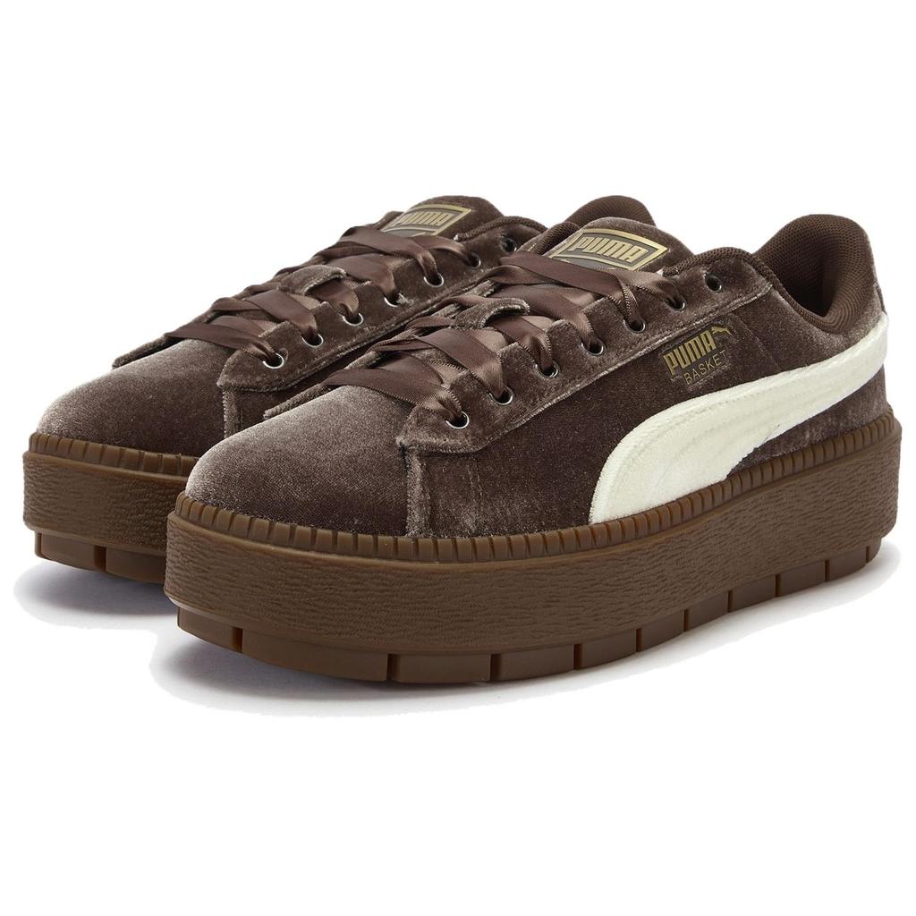 Puma Платформа Устойчивые к истиранию Низкие Кеды для скейтбординга Женские Кофейно-коричневые 406752-02