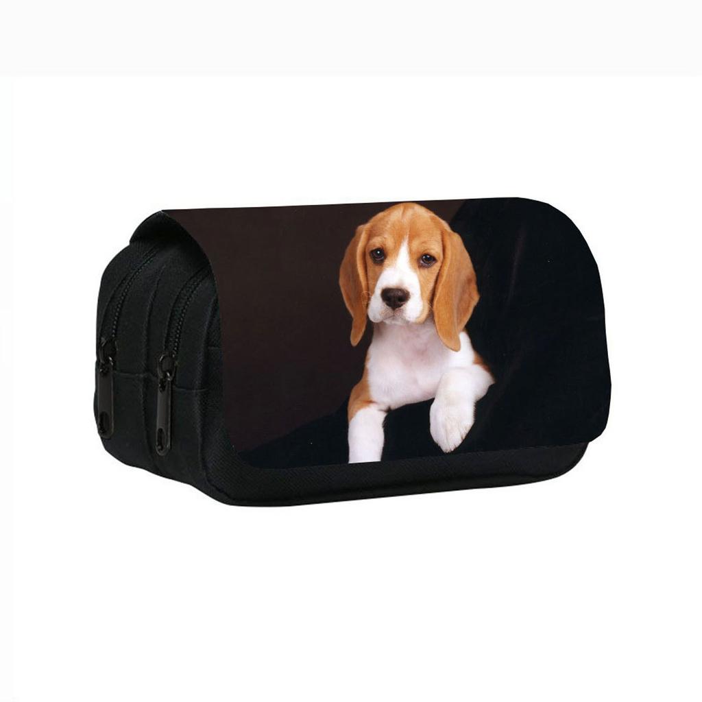 Милый пенал с принтом щенков, двухслойный, для учеников средней школы и детей