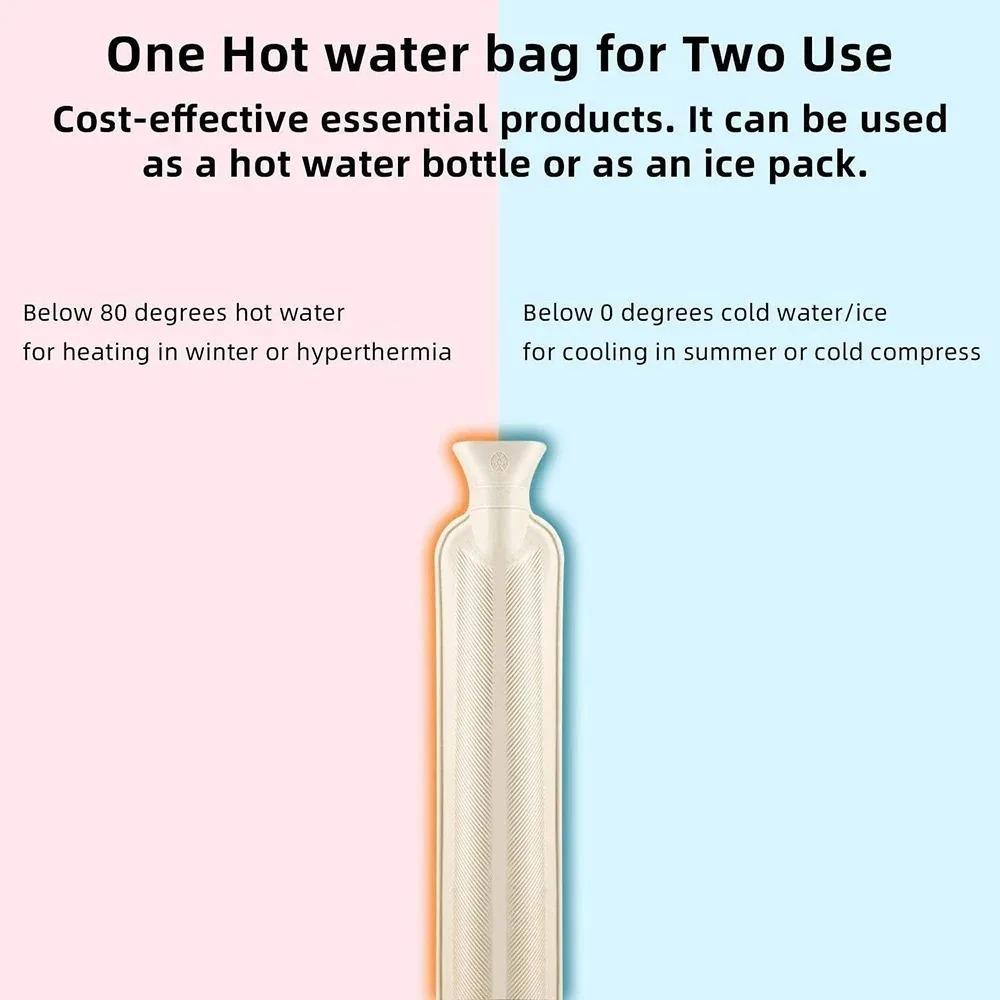 Long Hot Water Bottles Bag Removable Cover Extra Long Rubber Hot Water Bottle Waist Hand Foot Warmer Winter Essential Items