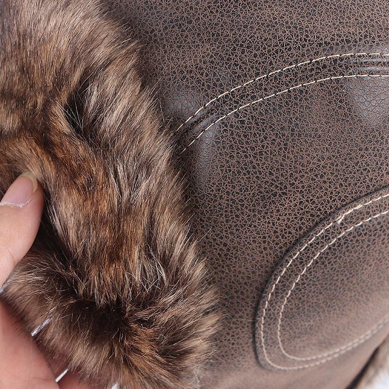 Высококачественная кожаная лыжная кепка с мягкой подкладкой, мужская кожаная кепка-авиатор, осенне-зимняя утолщенная теплая кепка, кожаная шапка-ушанка, шапки-авиаторы