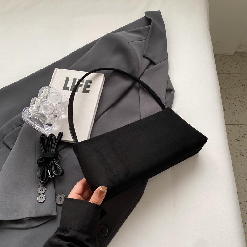 Осенняя нишевая сумка-багет подмышку, ретро, однотонная, простая женская сумка через плечо, модная повседневная сумка-мессенджер для женщин