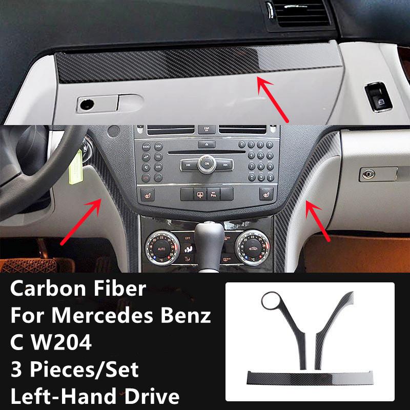 Углеродное волокно, модификация салона автомобиля, накладка, полоски, декоративные наклейки для Mercedes Benz C W204, внутренняя отделка автомобиля