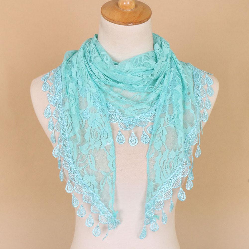 Women Lace Tassel Rose Floral Hollow Scarf Shawl Lady Wraps Scarves