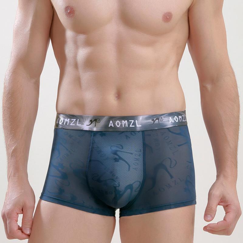 Новые мужские сексуальные трусы-боксеры из ледяного шелка в сетку, дышащие шорты-боксеры, модное нижнее белье