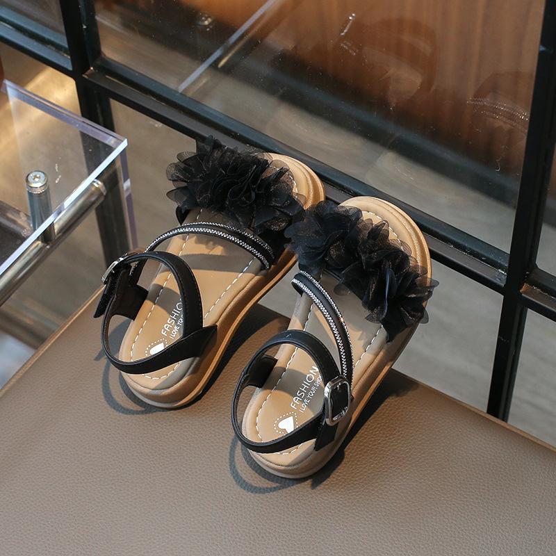 Сандалии для девочек Летние шикарные детские сандалии с цветочным принтом и ремешками, модные милые детские пляжные сандалии с толстой подошвой