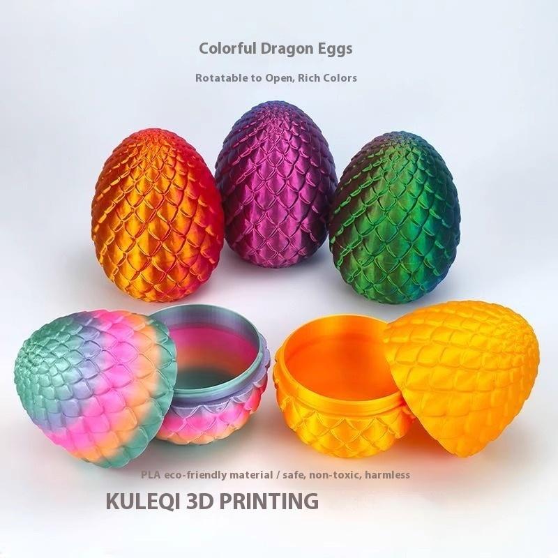 Напечатанный на 3D-принтере дракон с шарнирами на яйце. Шарниры по всему телу, которые можно двигать и вращать. Настольные украшения. Креативные детские игрушки.