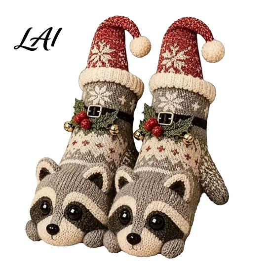 Cute Fox Polar Bear Highland Cow Raccoon Stockings 3D Knit Animal Christmas Stockings Rudolph Reindeer And Decorative Tree Hanging Ornaments Design,