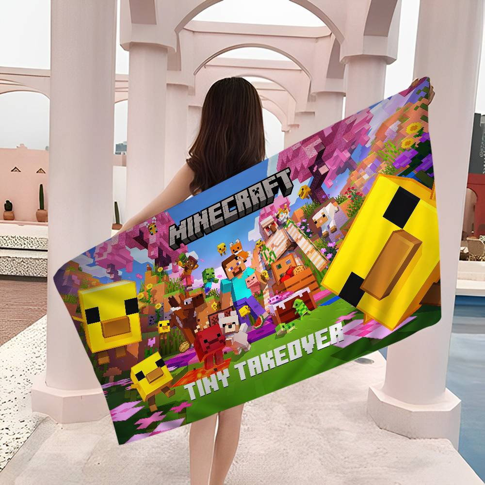 Ретро Игра M-Minecraft Пляжное Полотенце Цветные Банные Полотенца для Девочки Микрофибра Быстросохнущее Без Песка Пляж Йога Спа Тренажерный Зал Бассейн