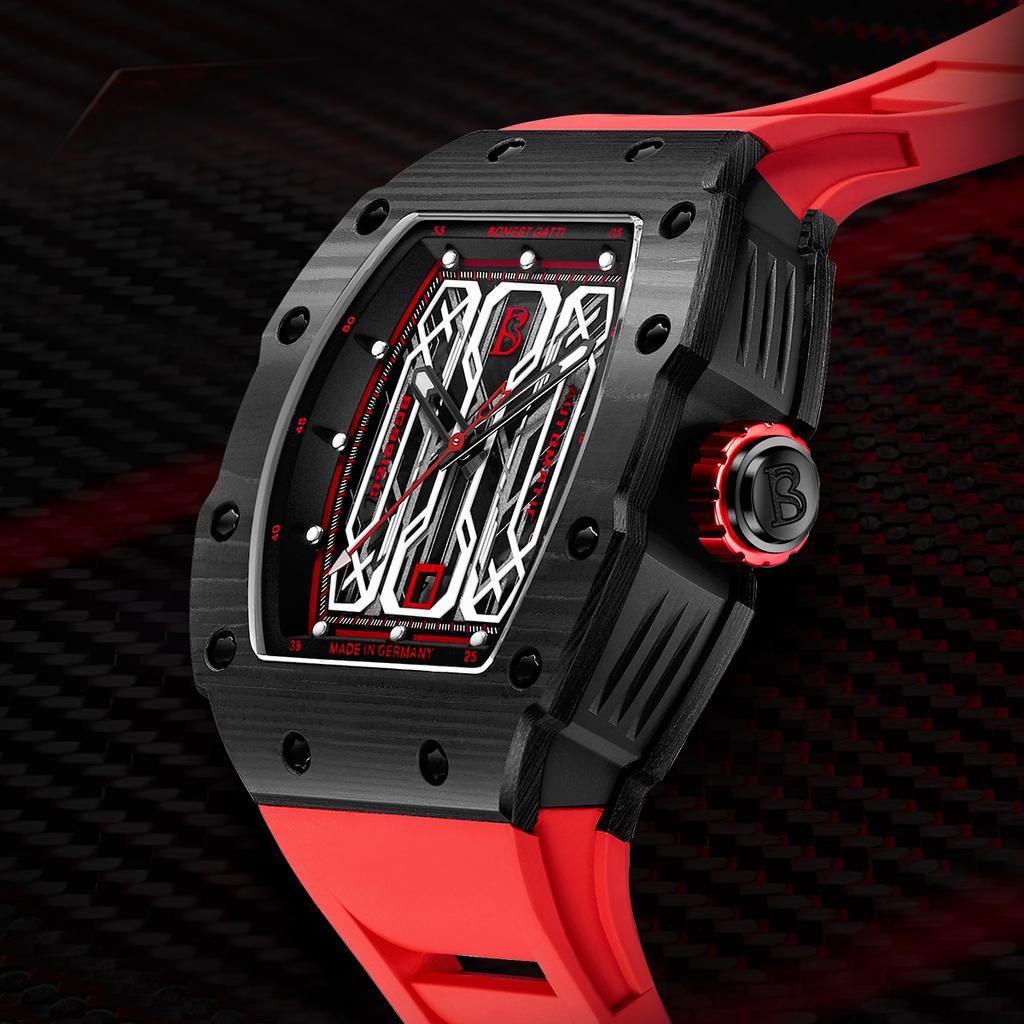 Часы Bonest Gatti из углеродного волокна, крутые мужские механические часы, индивидуальные модные роскошные часы