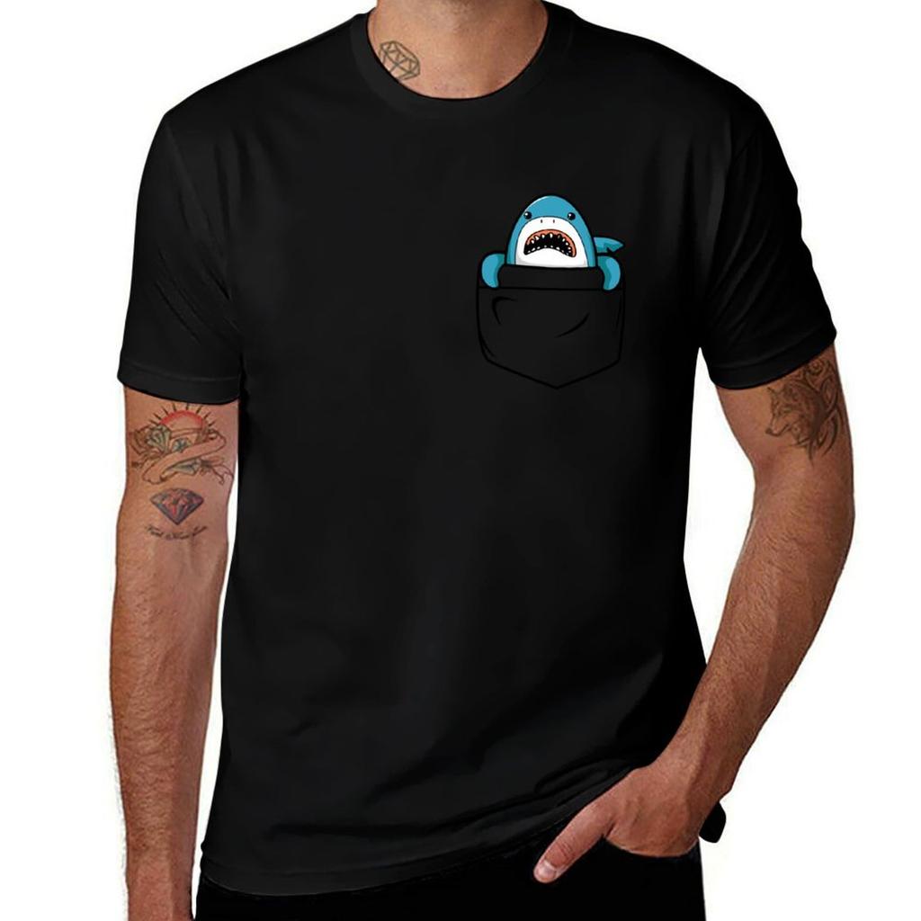 Pocket Animal Shark Tshirt Classic Print Short Sleeve Shirt Tshirt