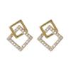 Banyan Tree S925 Silver Geometric Square Zircon Earrings for Women – Simple, Small, and Versatile.