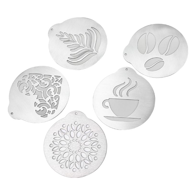 5 PCS/set Stainless Steel Lattes Art Stencils  Cappuccinos Art Templates