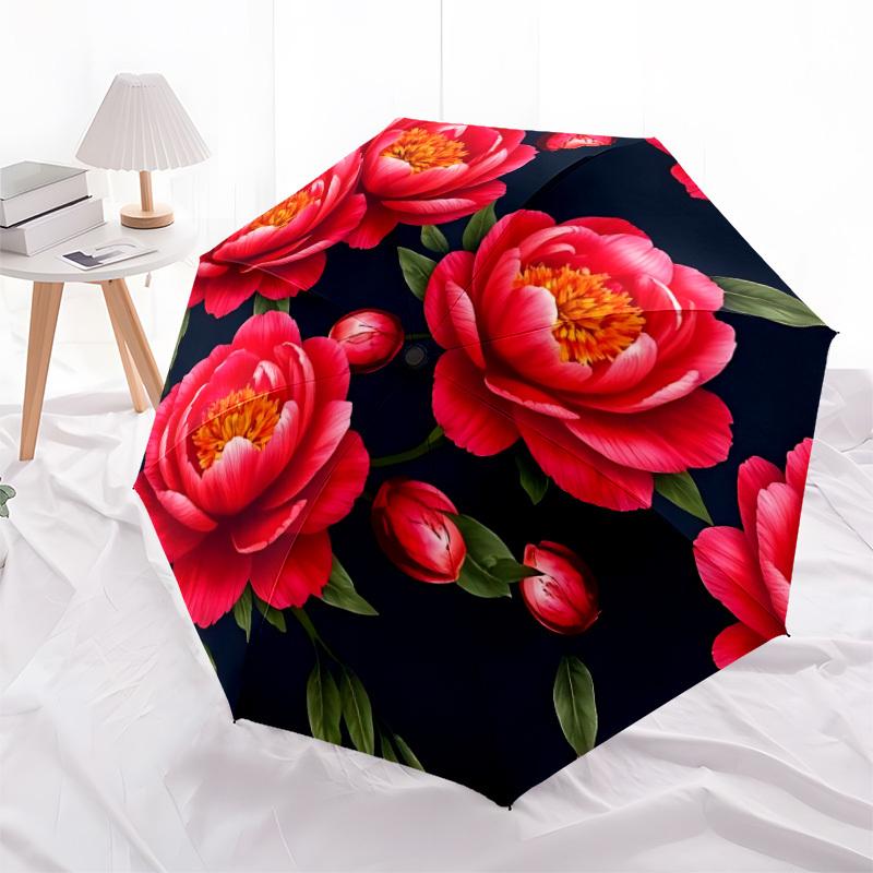 1pc Floral Pattern Automatic Opening/Closing Umbrella with Operation & Windproof Canopy - Folding Design, Holiday Gift yy260225144