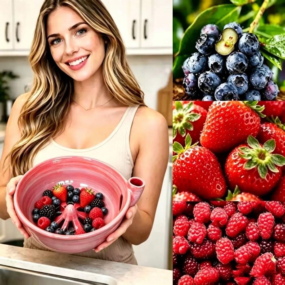 Self-spinning Ceramic Berry Washer Large Capacity Self-Rotating Fruit Cleaner Household Use
