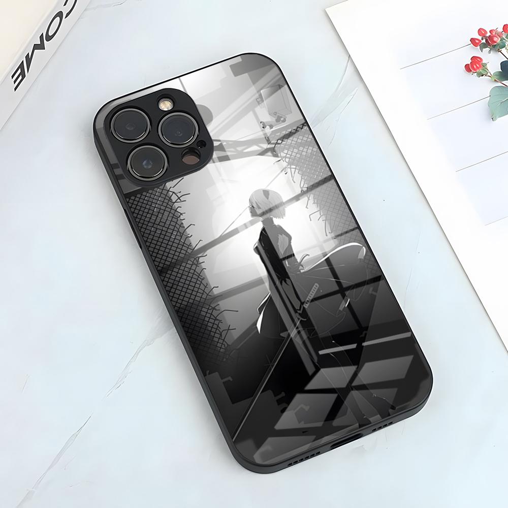 Чехол для телефона N-NieR Automata 2B для IPhone 17 Pro Max 15 Pro 16 14 Plus 12 13 Mini 11 Pro Ударопрочный стеклянный чехол