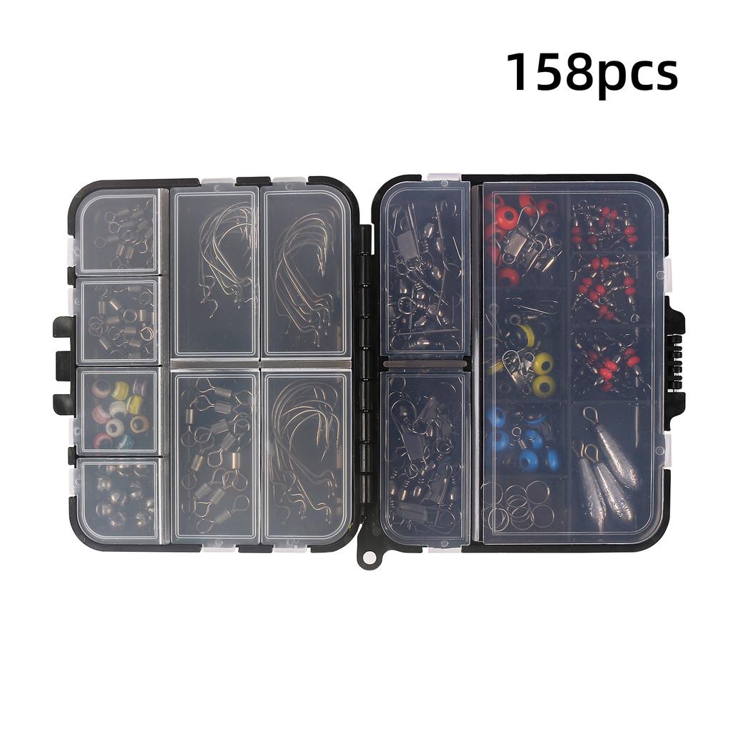 158Pcs Fishing Swivels Kit High-Strength Fishing Tackle Box with Barrel Swivels Ball Bearing