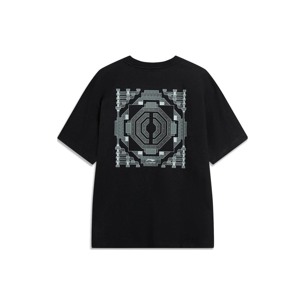 Подкладка из спортивной модной серии, пуловер с круглым вырезом и буквенным принтом, футболка с короткими рукавами, мужские топы, черный AHST419-3