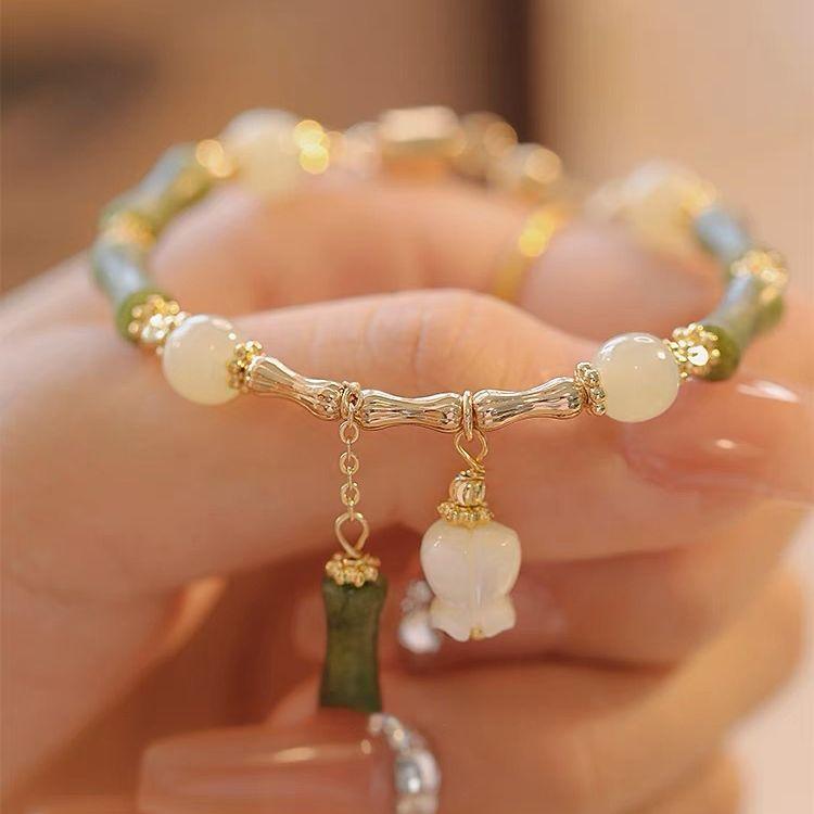 Браслет из бамбукового колокольчика с орхидеей, женский модный дизайн, усовершенствованный модный светильник, роскошные аксессуары в древнем стиле, браслет