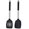 2Pcs Silicone Spatula Slotted Food Grade Heat Resistant Dishwasher Safe Frying Fish Eggs Non-stick Pot Cooking Turner Cookware Utensils Kitchen