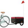 VidaXL Remorque de Vélo, Chariot de Transport avec Barre, Remorque de Bicyclette avec Drapeau Jardin Extérieur, Noir et 94076
