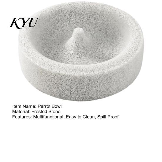 Anti Tip Bird Feeder Pumice Stone Parrot Bowl, Spill Proof Water Small Cage Accessory Food Dish, for Cockatoo Cockatiel Conure Parakeet Matte