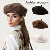 Autumn And Winter Women's Fashion Metal Label Beret, Casual Retro Outdoor Sports Cycling Ski Hat