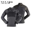 Black Camouflage Cotton T Shirt Knitted Combat Tactical Shirt Tactical Clothing
