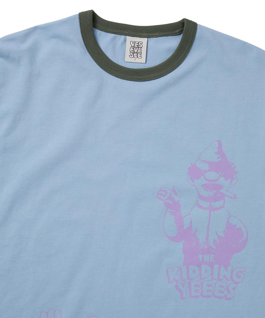 YESEYESEE Футболка с принтом The Kidding Heads, светло-голубая