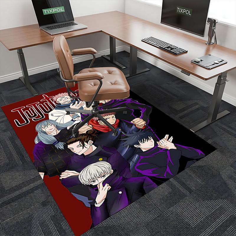 1pc Jujutsu Kaisen Anime Characters Office Chair Mat - Anti-Slip Carpet for Desk, Anime Decor Gift, Seasonal Decoration, Suitable for Home Office, Liv