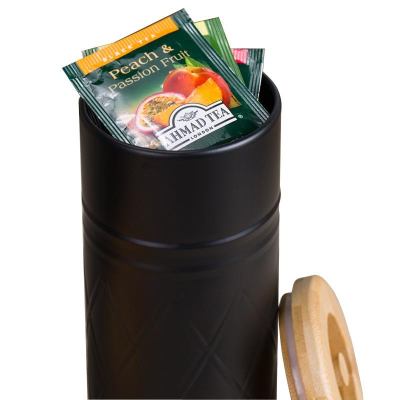 Set Bamboo cover storage bucket Food grade storage box Kitchen coffee tea bag Candy reticulated metal sealed jar