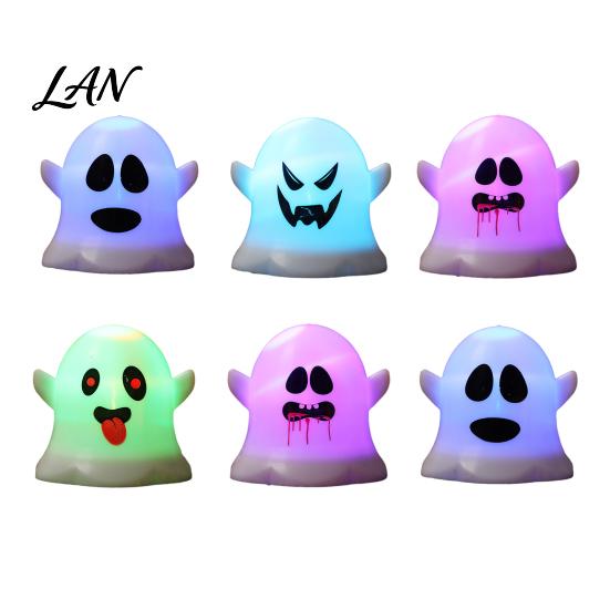Unique Halloween Gift Idea 6 Pcs Ghost Decorative Light, LED Color Changing Warm Flameless Battery-Operated Small Figurine Light Mini Spirit