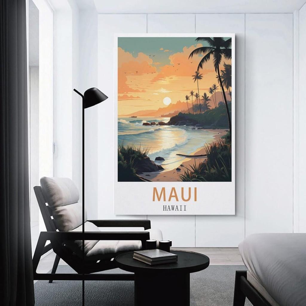 LNUYITR Hawaii Maui Vintage Travel Posters 08x12inch(20x30cm) Canvas Art Posters And Wall Art Picture Prints Modern Home Bedroom Decor Posters