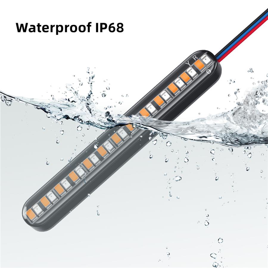 2Pcs Motorcycle LED License Plate Strip Flowing Turn Signal Tail Brake Light 12V