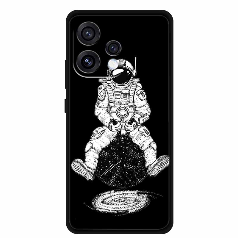 Чехол для Oppo Reno15 5G Цветочный Черный Силиконовый Мягкий Защитный Задний Чехол для Oppo Reno 15C 2025 Чехол для Телефона Coque Мультяшные Ракушки