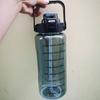 2L Sports Water Bottle with Straw Portable Large Capacity Water Bottles Fitness Bike Cup Summer Cold Water Jug with Time Marker