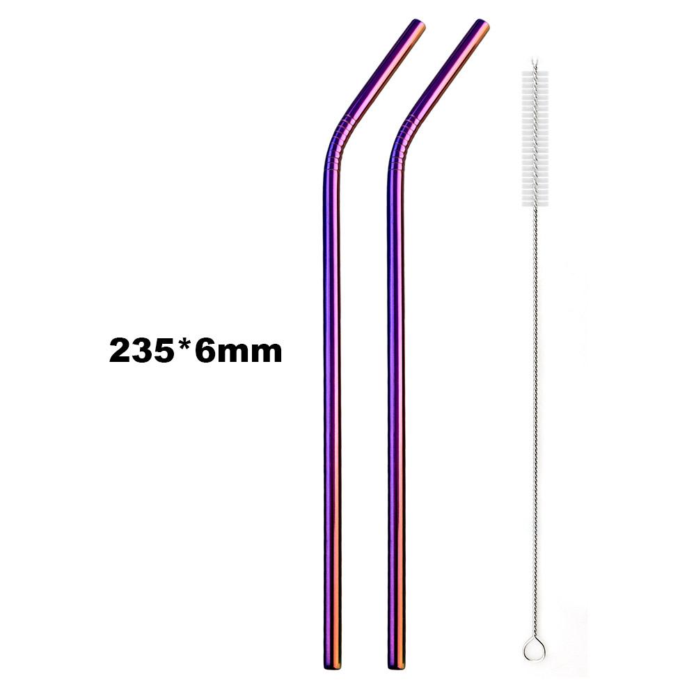 Reusable Drinking Metal Straw Stainless Steel Colorful Rainbow Straw 16/19/21/23/26cm Straws Diameter 6/8/12mm With 1 Brush