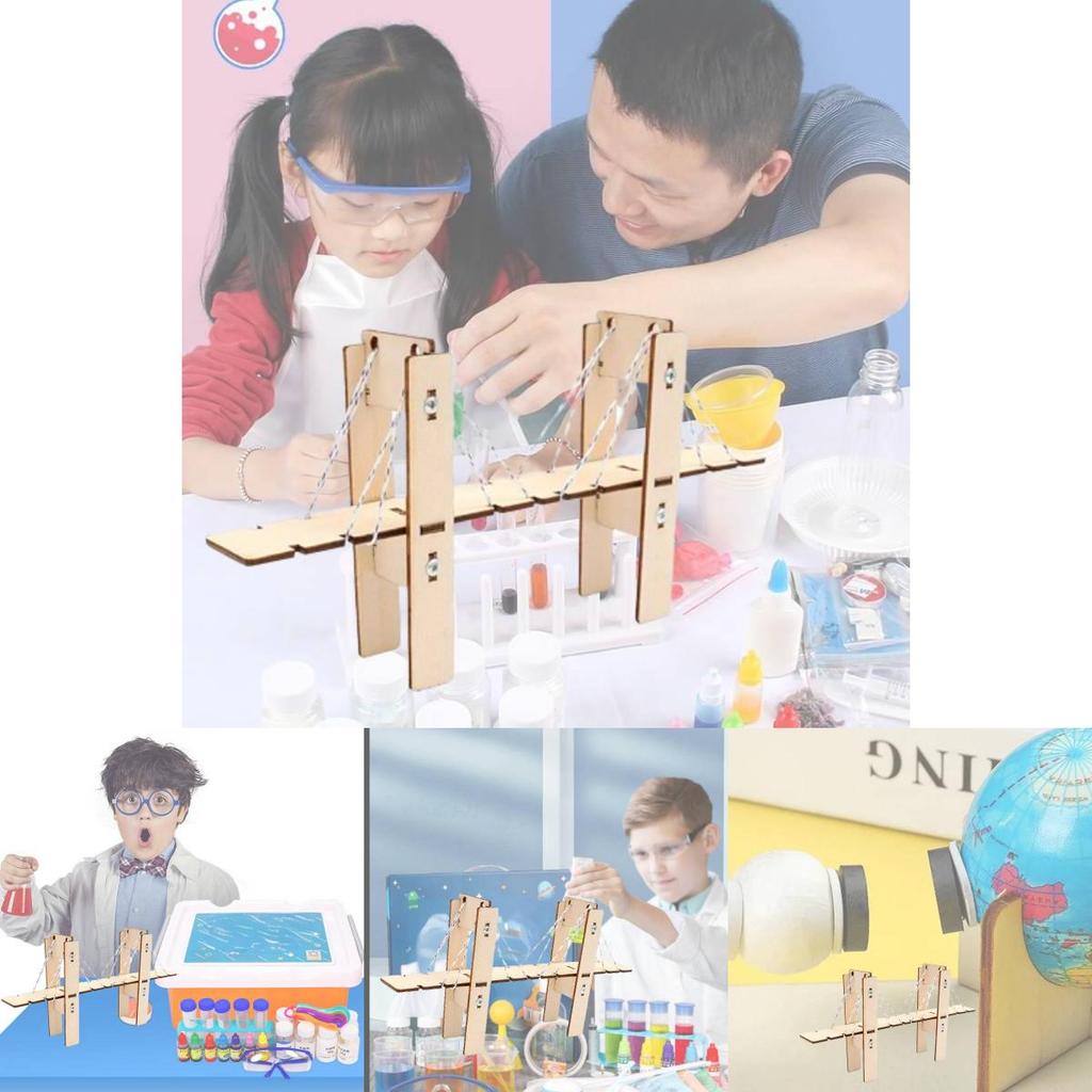 Kindergarten Students Wooden Assembled Cable-stayed Bridge Handmade Kit Cognitive Educational Toy Wholesale