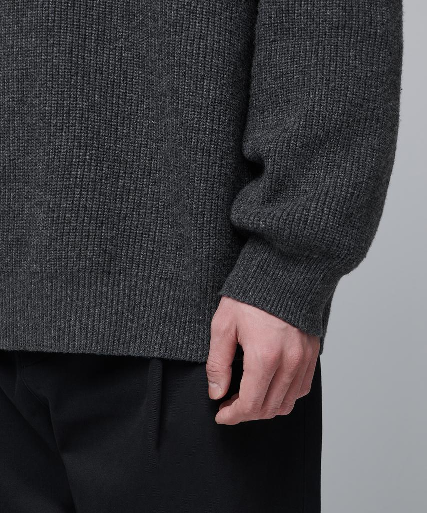 MUSINSA STANDARD Oversized Ribbed Crew Neck Knit [Medium Grey]