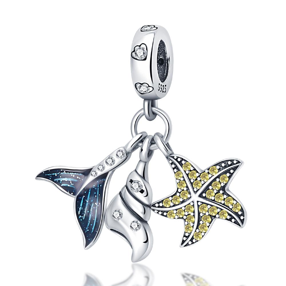 925 Silver Charms Bead Elephant Dolphin Shell Charm Bead Pendant Fits Bracelet Womens Jewelry Gifts