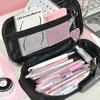 Canvas Pencil Case Large Capacity Ins Black Pencil Box Student High-end Visual Window Pen Bag Back To School