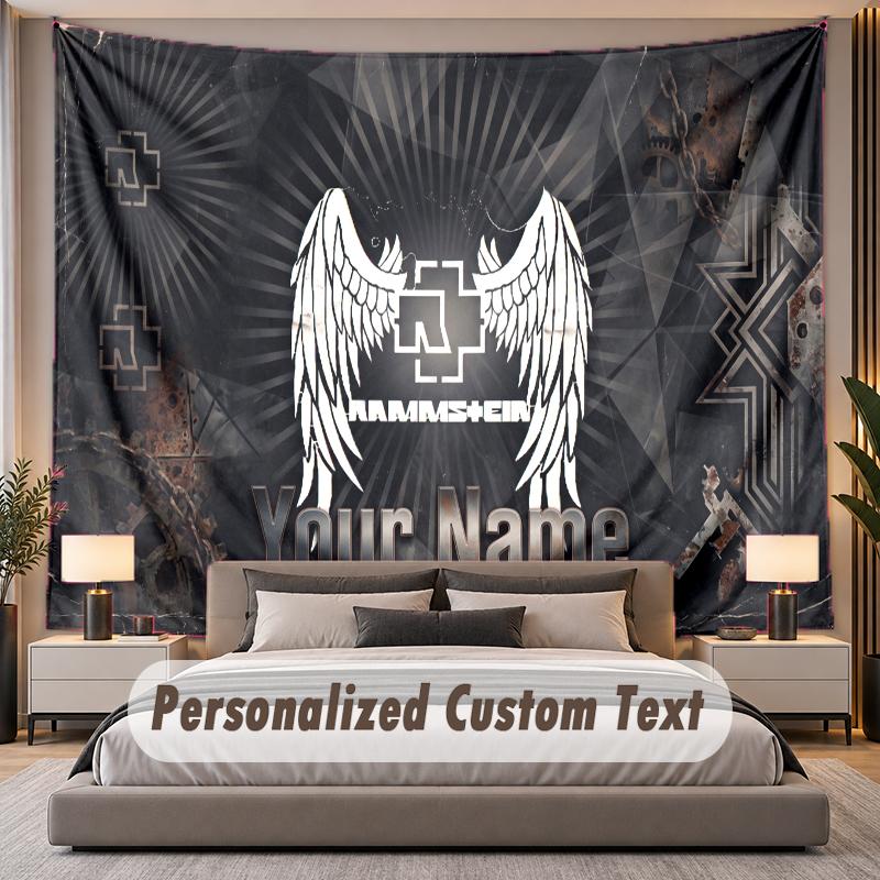 Custom Name Text Tapestry Rammstein Personalized Polyester Wall Tapestry For Bedroom And Room