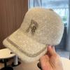 Women's Korean Autumn and Winter Rhinestone Letter Baseball Cap, Outdoor Autumn and Winter Plush Warm Duckbill Cap