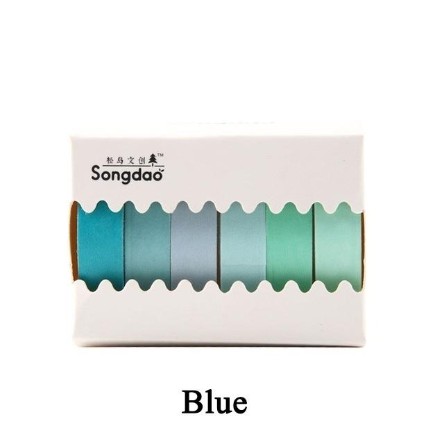 6 рулонов/лот Радужный малярный скотч Лента васи Однотонный малярный скотч Васи Клейкая бумажная лента Клейкая декорация