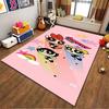 Colorful Cartoon Rug with Powerpuff Girls Design and Pink Background Suitable for use as an anti-slip for living room bedroom sofas
