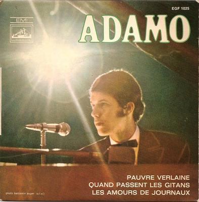 7-дюймовая пластинка ADAMO Pauvre Verlaine EGF1025 LA VOIX DE SON 1968 Франция Поп Б/у