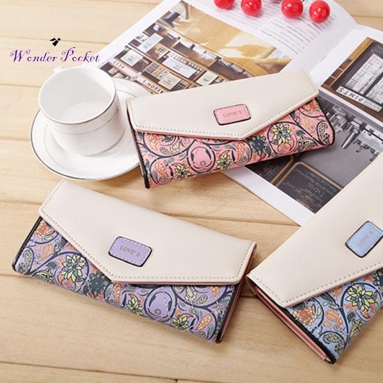 Женский кошелек в форме конверта, винтажный цветочный ромб с принтом, длинный, портативный, из искусственной кожи, большой емкости, с твердым швом, женский кошелек, сексуальная одежда для взрослых