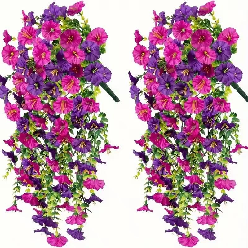 1/10PCS Artificial Morning Glory Hanging Flowers Fake Flower Outdoor Home Garden Wall Hanging Petunias Plants Wedding Decoration