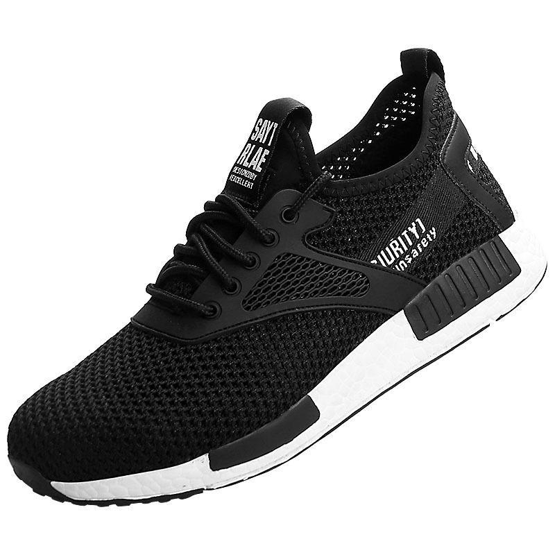 Labor Protection Shoes For Men And Women Four Seasons Lightweight Flying Fabric Anti-Smash Anti-Puncture Work Shoes Safety Shoes